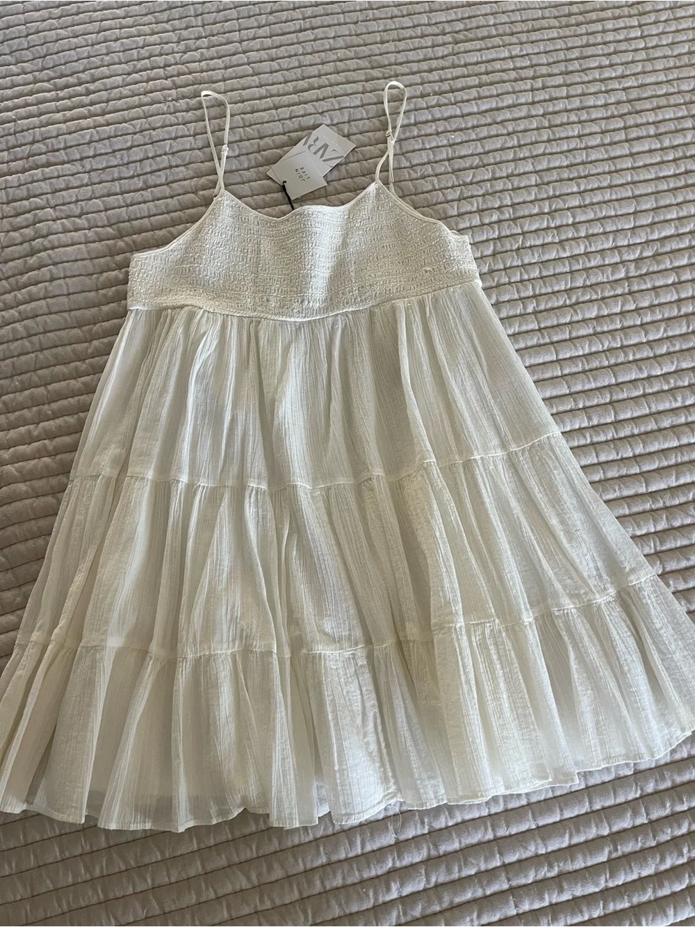 Zara White Tiered Spaghetti-Strap Sundress